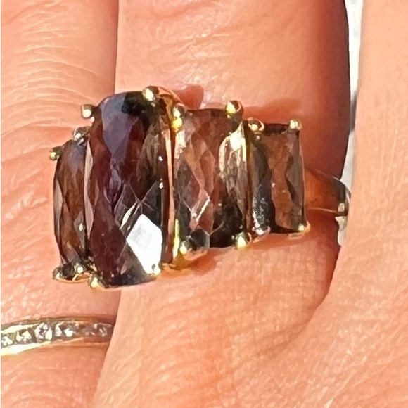 Smoky quartz 5 stone ring size 6 - Picture 4 of 4